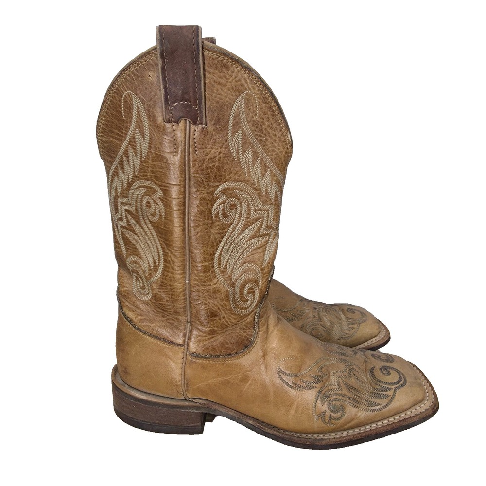 Justin Bent Rail Western Boots Womens 8 B Brown Leather Cowgirl Roper BRL212
